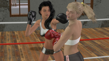 Картинка 3д+графика спорт+ sport бокс ринг фон взгляд девушки