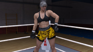 Картинка 3д+графика спорт+ sport девушки взгляд фон грудь ринг бокс