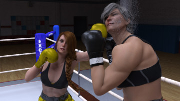 Картинка 3д+графика спорт+ sport девушки взгляд фон грудь ринг бокс