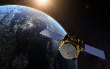 Картинка 3д+графика космические+корабли +звездолеты+ spaceships +starships osiris-rex планета земля посадочный аппарат поверхность звезды