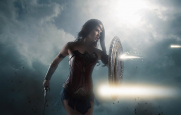 Картинка 3д+графика фантазия+ fantasy wonder woman sword shield film brunette cinema ken movie cosplay armor blade warrior dc comics diana strong gauntlet themyscira