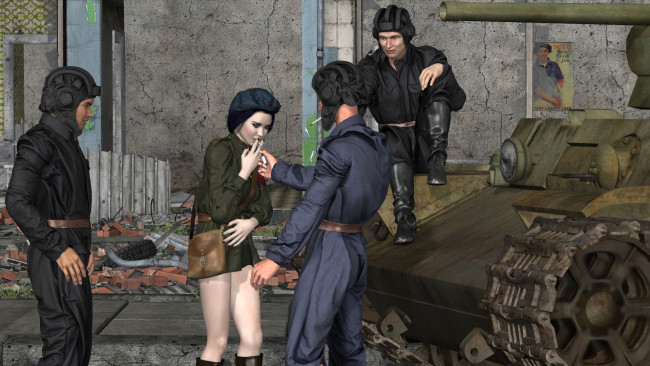 Обои картинки фото 3д графика, армия , military, взгляд, девушка, фон