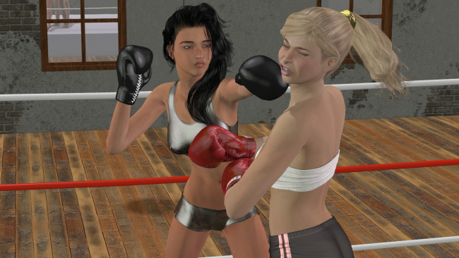 Обои картинки фото 3д графика, спорт , sport, бокс, ринг, фон, взгляд, девушки
