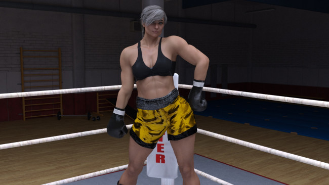 Обои картинки фото 3д графика, спорт , sport, девушки, взгляд, фон, грудь, ринг, бокс