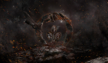 Картинка фэнтези иные+миры +иные+времена камни птица искры