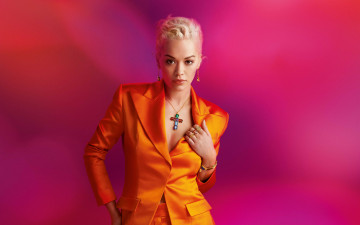 обоя rita ora, музыка, британская, знаменитость, оранжевый, костюм, рита, сахатчу, ора, певица