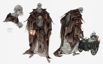 Картинка фэнтези маги +волшебники старик фонарь тележка