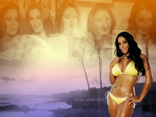 Картинка девушки nina+mercedez брюнетка купальник пирсинг тату
