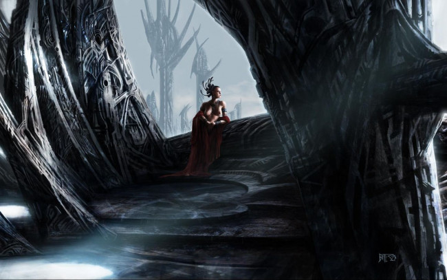Обои картинки фото alone, by, bittler, фэнтези, девушки