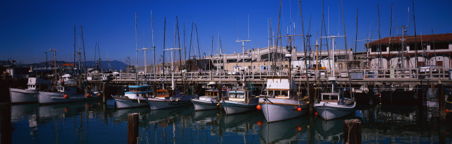 Обои картинки фото корабли, порты, причалы, панорама, баркасы