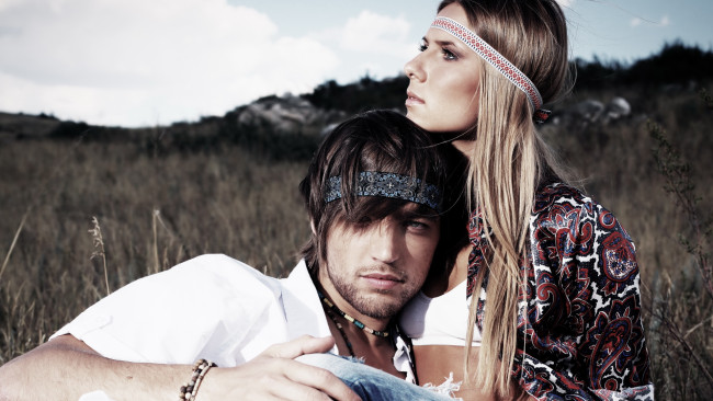 Обои картинки фото разное, мужчина женщина, хиппи