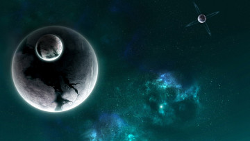 Картинка космос арт планета спутник