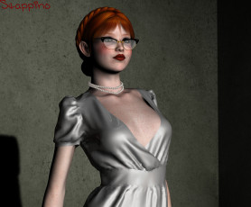 Картинка 3д+графика люди+ people фон взгляд девушка очки рыжая