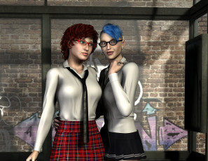 Картинка 3д+графика люди+ people девушки взгляд фон