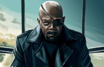 Картинка рисованные кино nick fury shield щит мужчина мстители agent samuel l jackson