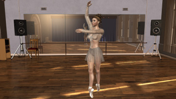 Картинка 3д+графика люди+ people балерина зеркала взгляд