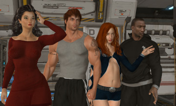 Картинка 3д+графика фантазия+ fantasy взгляд девушки мужчины тату