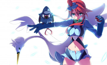 Картинка аниме pokemon шорты взгляд белый фон покемон покебол арт девушка