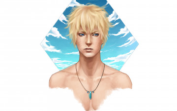 Картинка рисованные люди кулон парень небо