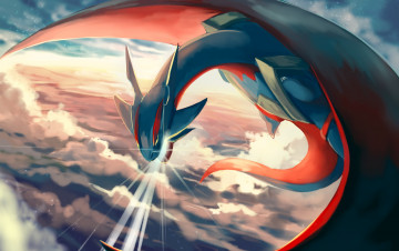 Картинка аниме pokemon полёт арт небо сияние покемон