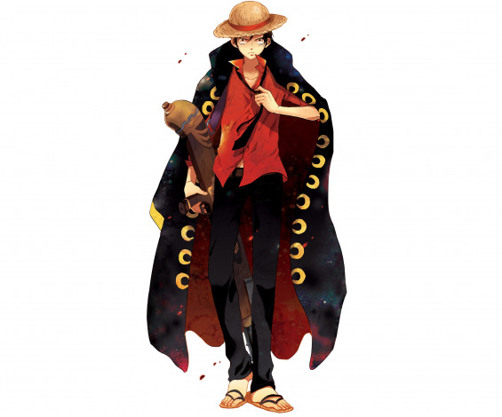 Обои картинки фото аниме, one piece, оружие, мужчина, пират, шляпа, luffy, monkey, d