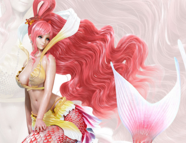 Обои картинки фото 3д графика, аниме , anime, one, piece, девушка, ikedan, грудь, улыбка, shirahoshi