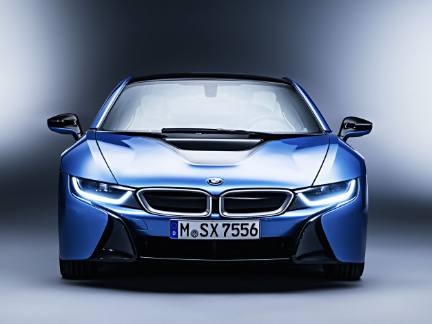 Обои картинки фото автомобили, bmw, impulse, package, 2014г, pure, i8, синий