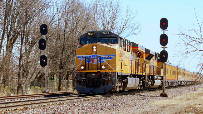 Обои картинки фото техника, поезда, состав, локомотив, рельсы, дорога, железная