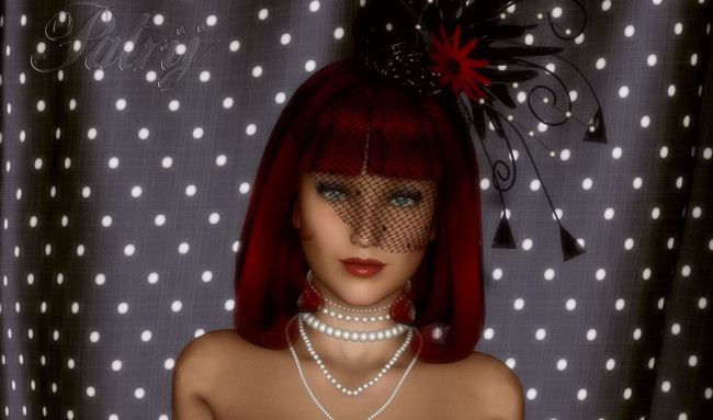 Обои картинки фото 3д графика, портрет , portraits, шляпа, взгляд, фон, девушка