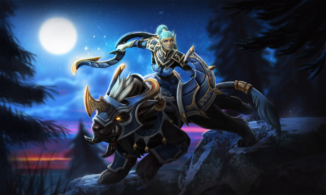 Обои картинки фото видео игры, dota 2, moon, rider, dota, 2, ночь, лес, луна, luna