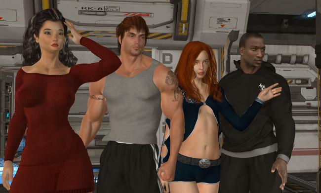 Обои картинки фото 3д графика, фантазия , fantasy, взгляд, девушки, мужчины, тату