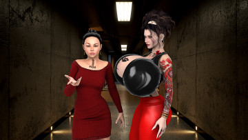 Картинка 3д+графика люди+ people фон взгляд девушки грудь