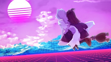 обоя аниме, little witch academia, девочки