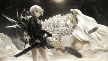 Картинка аниме оружие +техника +технологии девушка