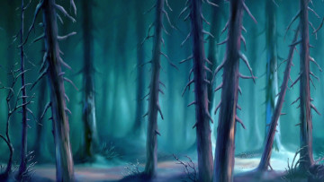 Картинка рисованное природа деревья лес