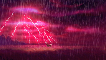 Картинка векторная+графика мультфильмы+ cartoons олень молния гроза дождь