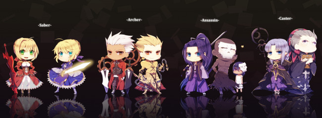 Обои картинки фото аниме, fate, zero, слуги, герои