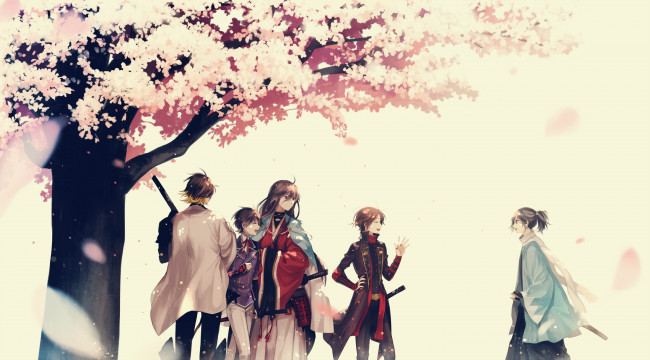 Обои картинки фото аниме, touken ranbu, танец, мечей