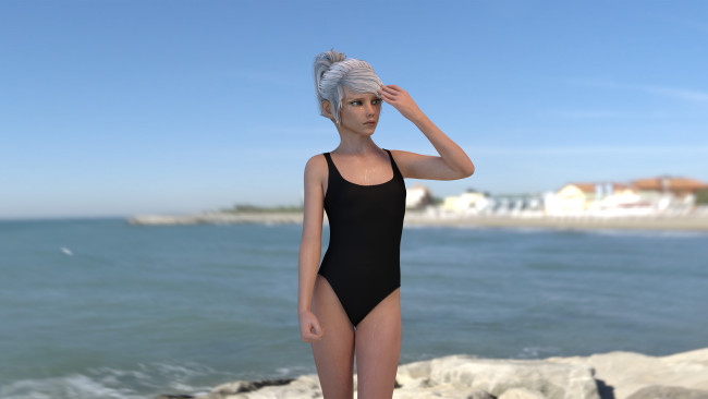 Обои картинки фото 3д графика, люди , people, взгляд, девушка, фон