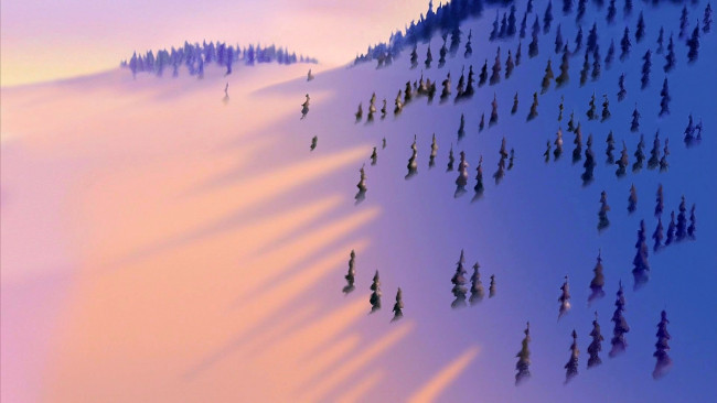 Обои картинки фото рисованное, природа, деревья, снег