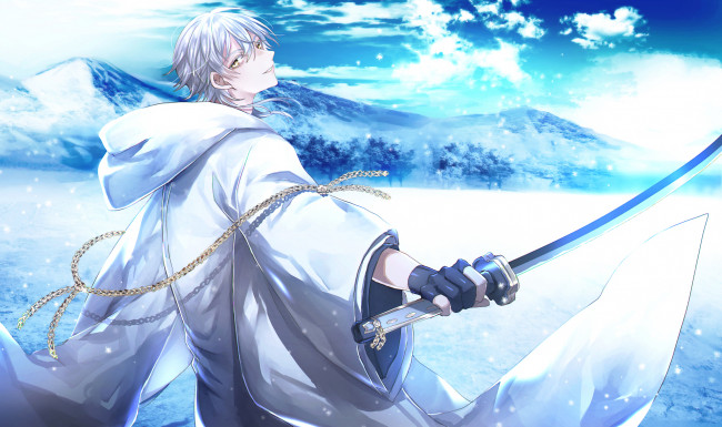 Обои картинки фото аниме, touken ranbu, танец, мечей