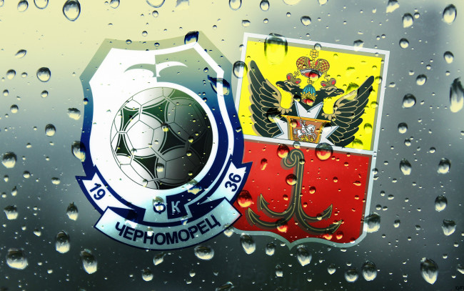 Обои картинки фото разное, надписи,  логотипы,  знаки, спорт, империя, герб, Черный, Черноморец, лого, футбол, фон, клуб, одесса, синий, стекло, Черно, -, капли, логотип, футбольный