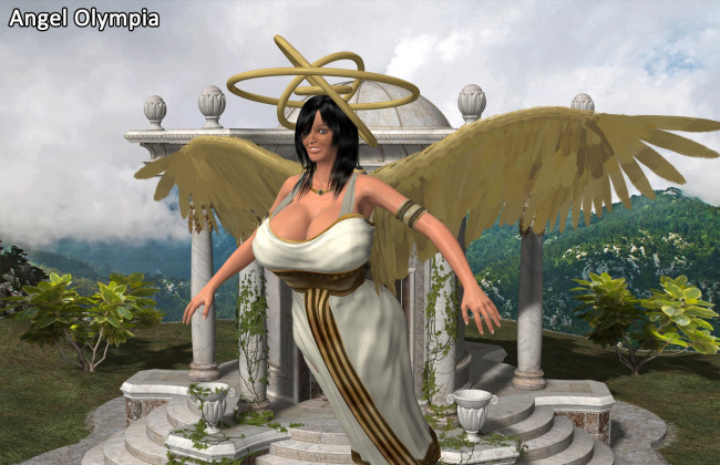 Обои картинки фото 3д графика, ангел , angel, фон, девушка, взгляд