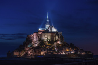 Картинка города крепость+мон-сен-мишель+ франция простор