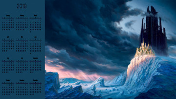 Картинка календари фэнтези строение туча снег