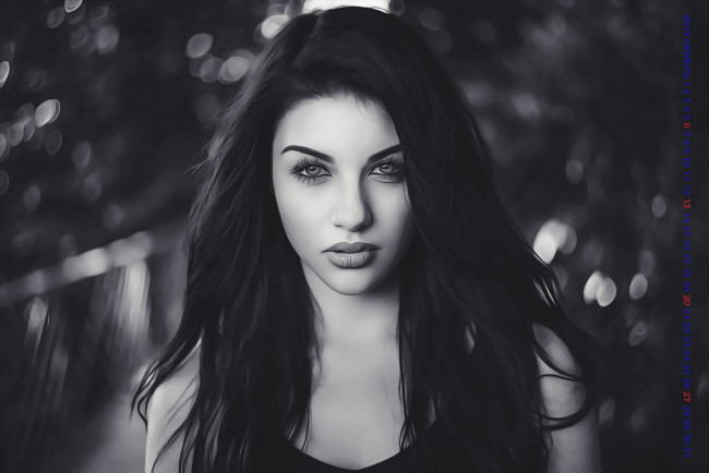 Обои картинки фото календари, компьютерный дизайн, женщина, взгляд, 2019, calendar, лицо, девушка