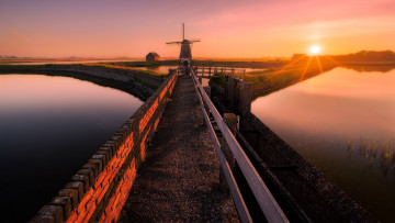 Картинка разное мельницы ветряная мельница закат