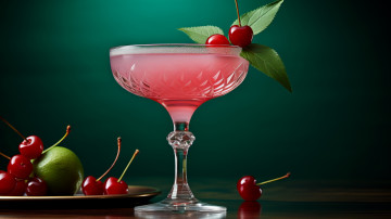 Картинка еда напитки +коктейль лайм вишни коктейль бокал