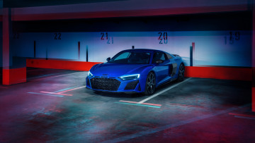 Картинка audi+r8 автомобили audi синий парковка