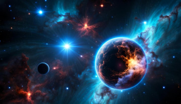 Картинка космос арт планеты звезды туманности